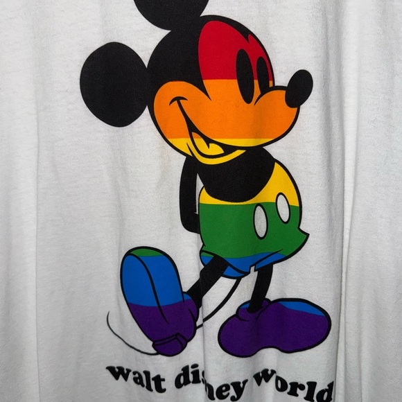Disney Men's White Tee with Multicolor Mickey Mouse - Picture 3 of 4